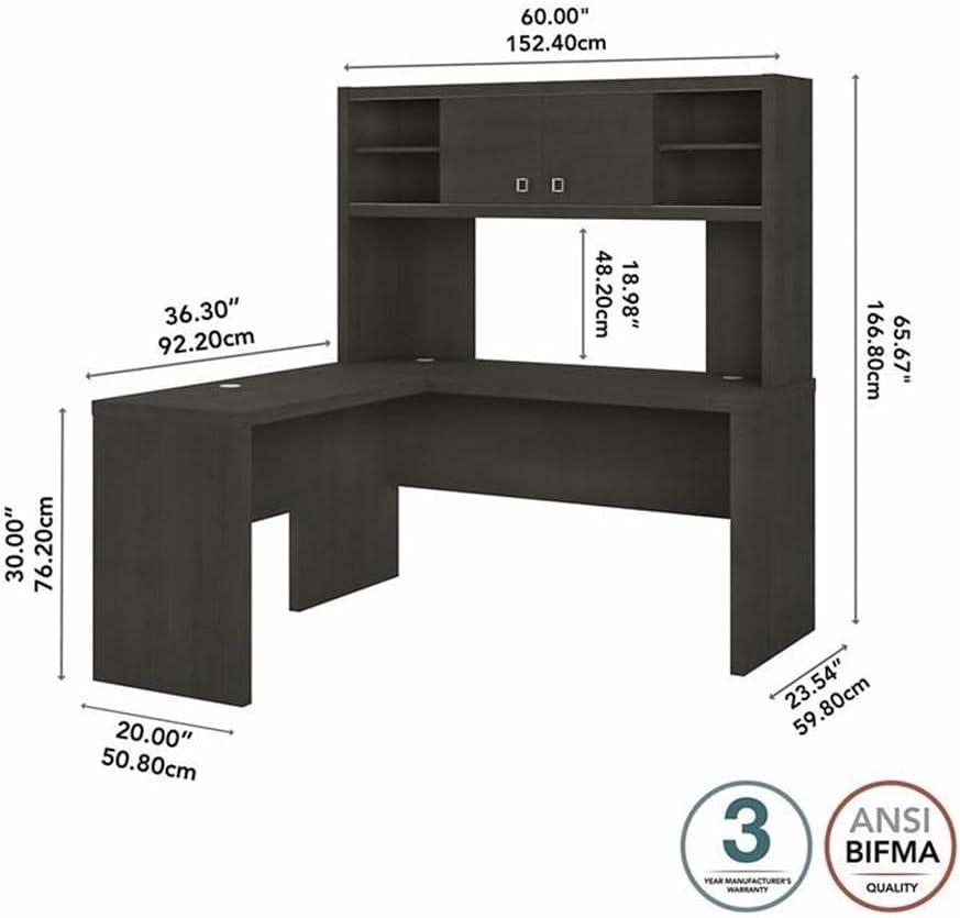 Bush Business Furniture Echo 2-Piece L-Shape Computer Desk Office Set with Hutch