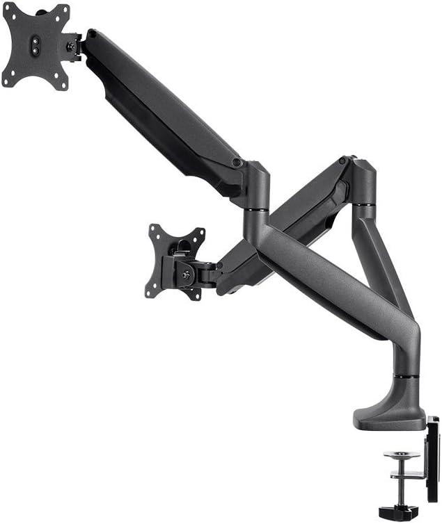 Monoprice Smooth Full Motion Dual Monitor Adjustable Gas Spring Desk Mount - Black, Supports Up to 34 Inch Monitors, Max 19.8 LBS Weight Per Display