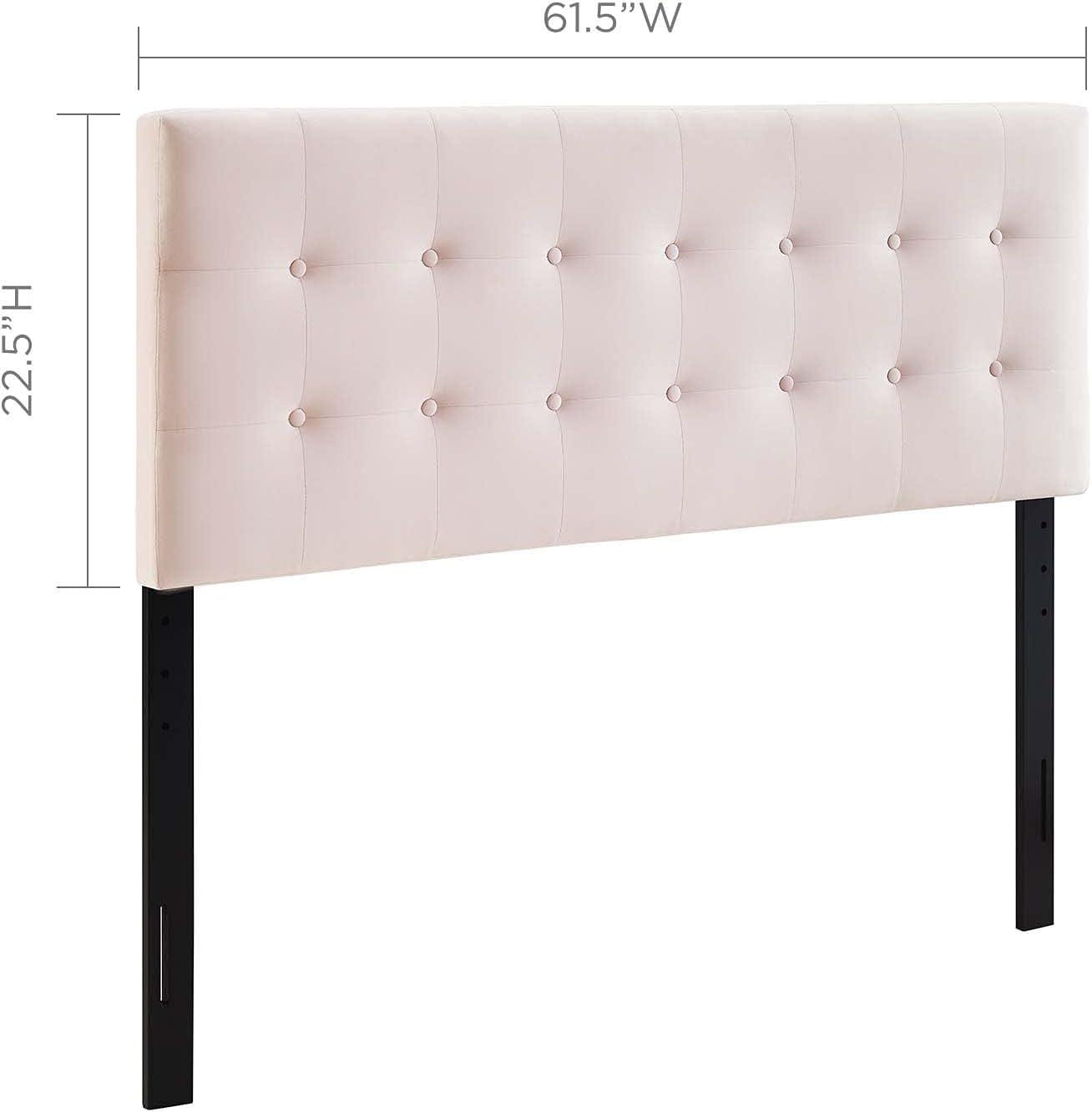 Pink Velvet Tufted Queen Headboard with Button Detailing