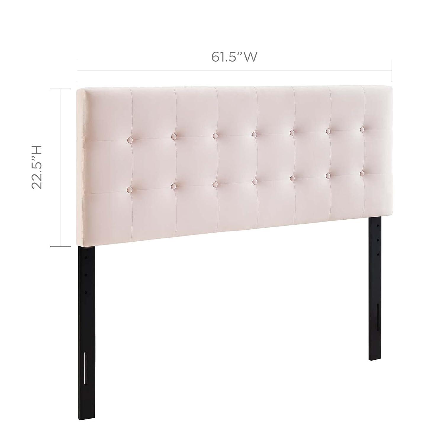 Queen Emily Biscuit Tufted Performance Velvet Headboard Pink - Modway: Adjustable Height, Plywood & Fiberboard Frame, Velvet Upholstery