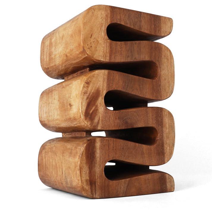 Rutledge & King Suar Wood Hand Carved End Table - Aspen