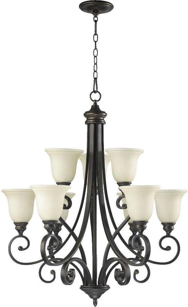 Quorum Lighting Bryant 9-Light Chandelier, Oiled Bronze, 31 Width, 36.25 Height