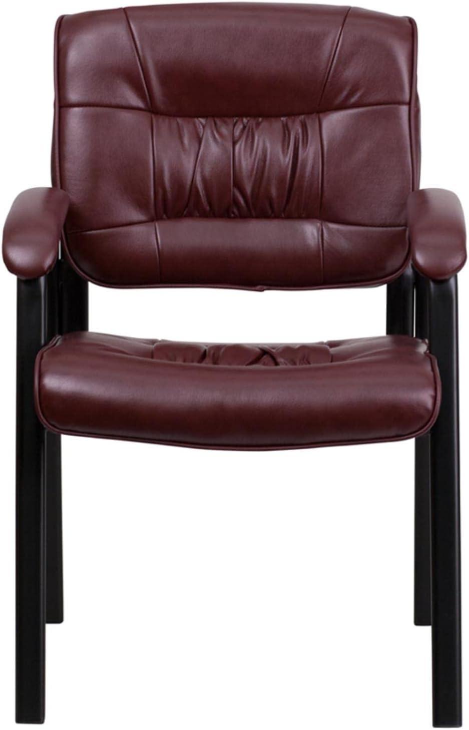 Flash Furniture Burgundy LeatherSoft Executive Side Reception Chair with Black Metal Frame