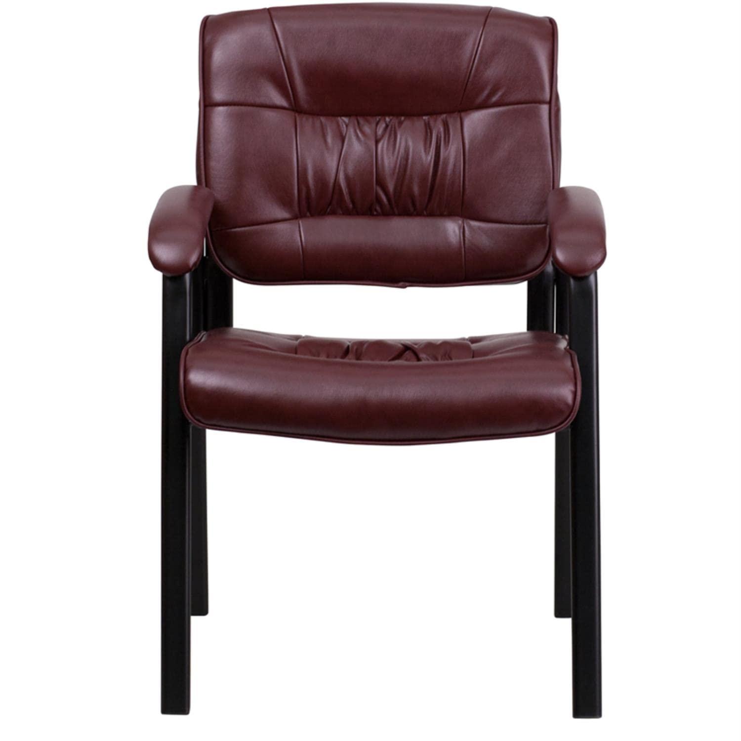 Flash Furniture Haeger LeatherSoft Tufted Executive Reception Chair with Padded Armrests, Burgundy