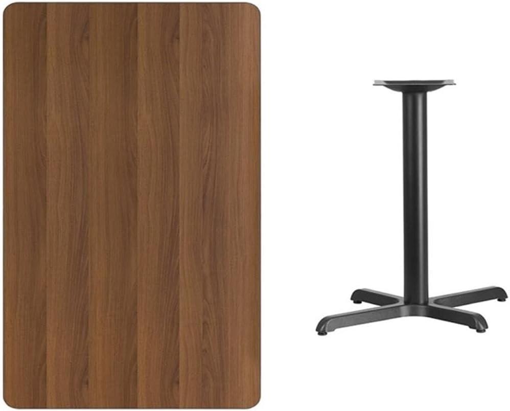 Flash Furniture 30'' x 48'' Rectangular Walnut Laminate Table Top with 24'' Round Table Height Base