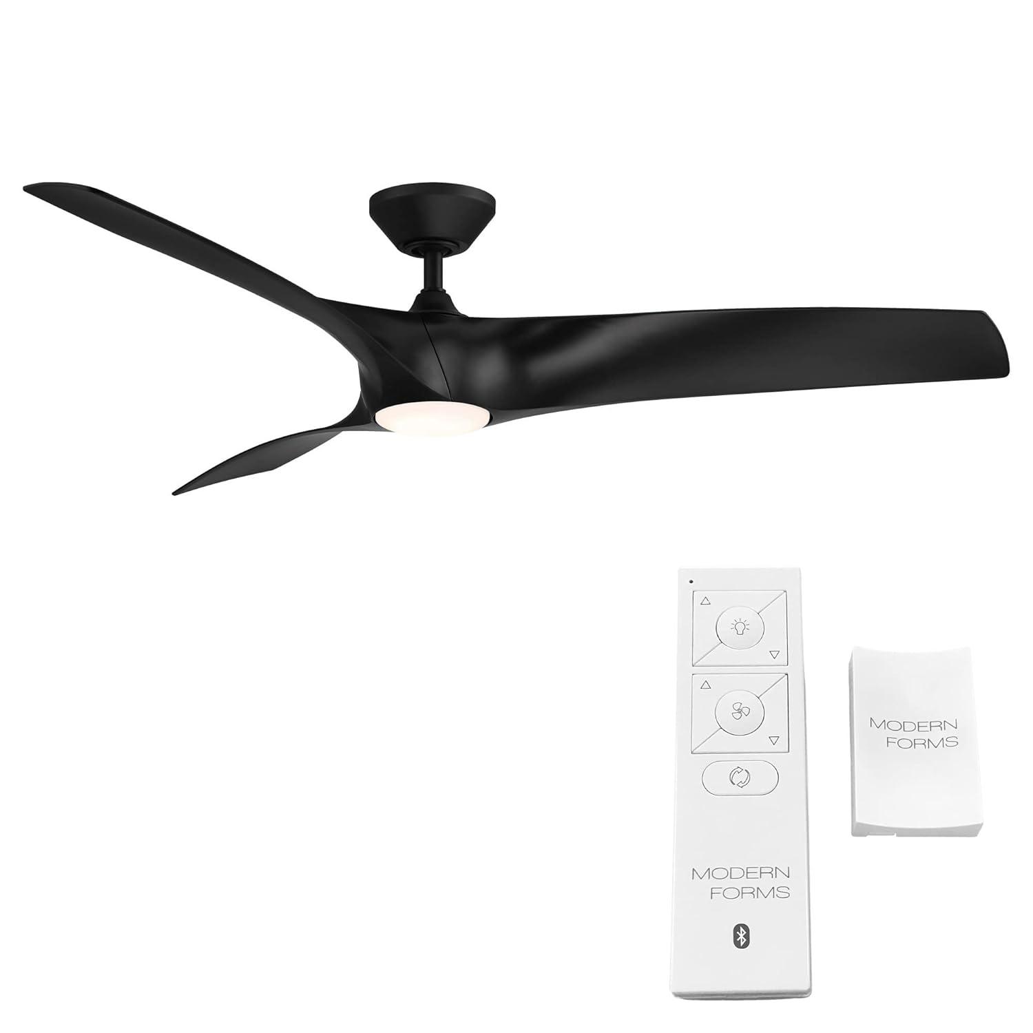 Zephyr 62" Matte Black Dimmable LED Smart Ceiling Fan with Remote Control