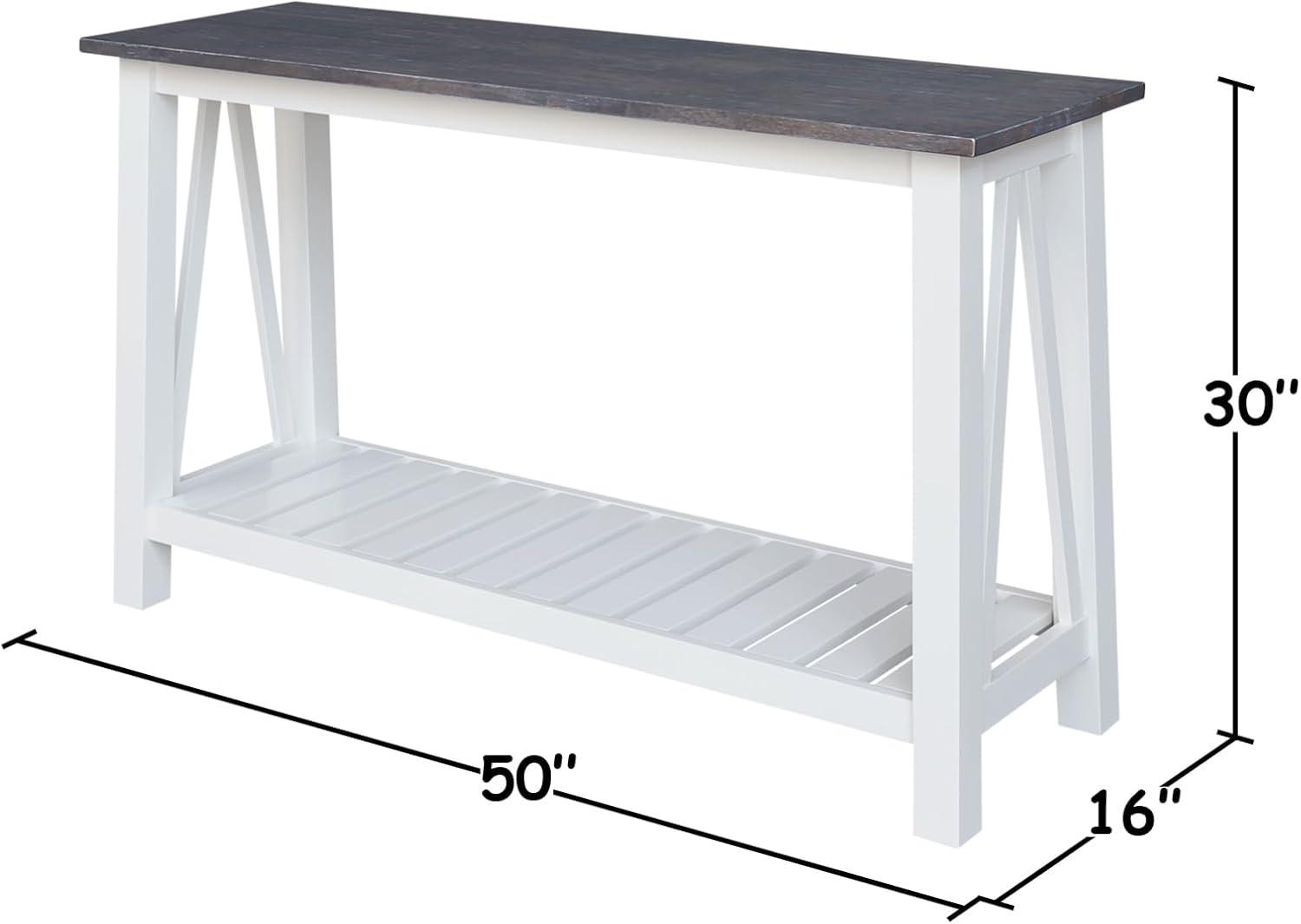 Surrey Solid Wood Console/Sofa Table in White/Heather Gray