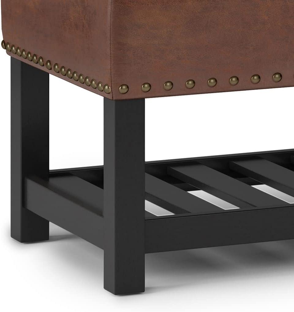 Simpli Home Lomond Faux Leather Upholstered Storage Bench