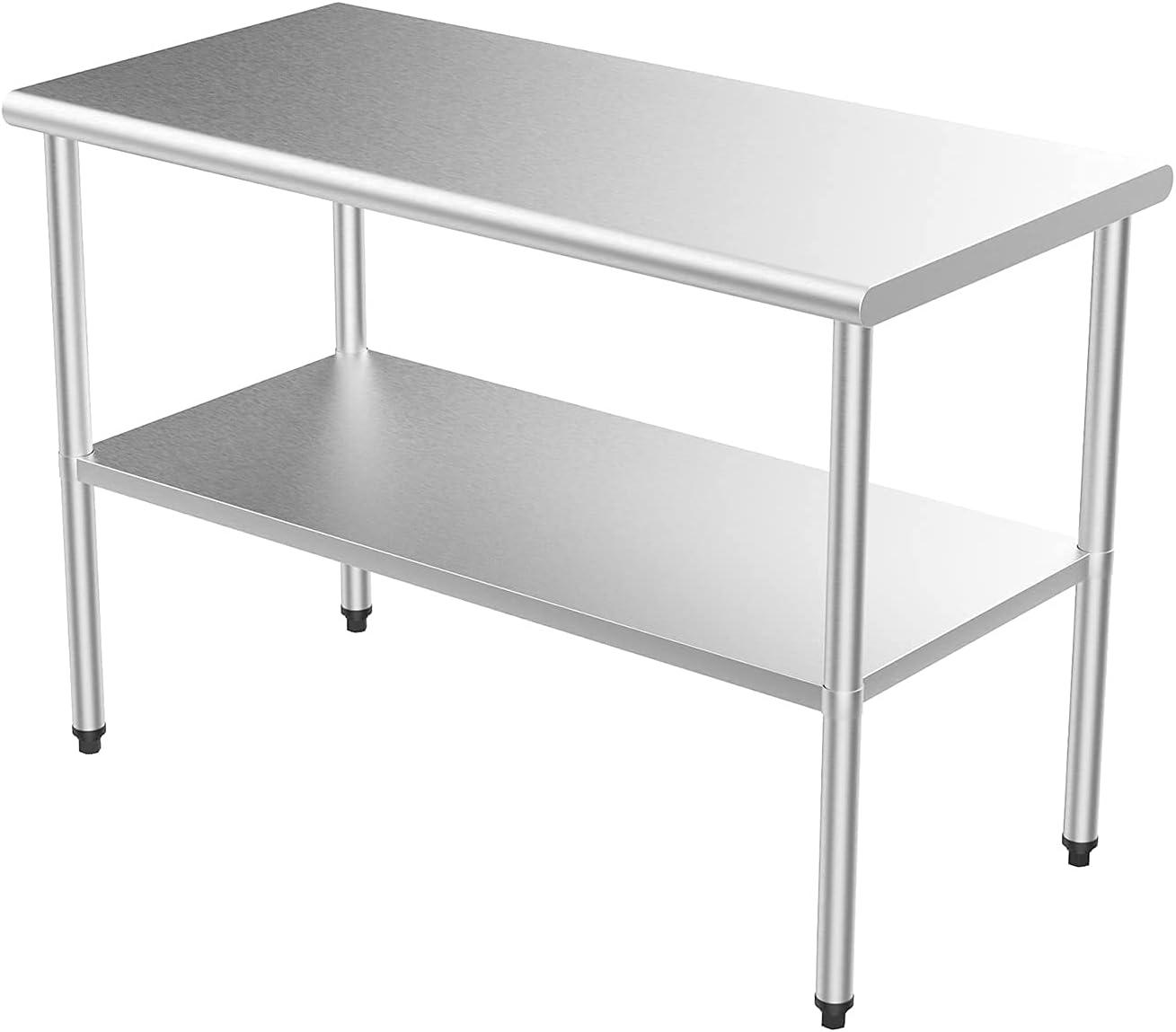 Ktaxon 48'' x 24" Stainless Steel Prep & Work Table, Kitchen Commercial Garage Workbench Worktable Workstation, for Kitchen, Restaurant, Home, Hotel, Outdoor