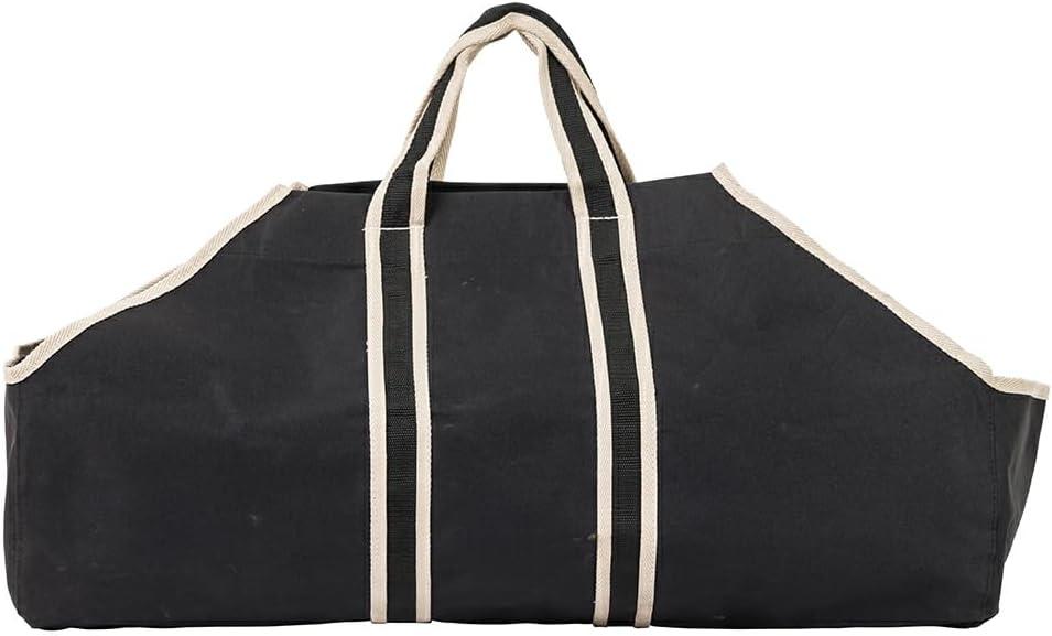 Modern Ember Modern Ember Black Log Carrier Bag - Lightweight Waxed Canvas with Nylon Webbing Handles