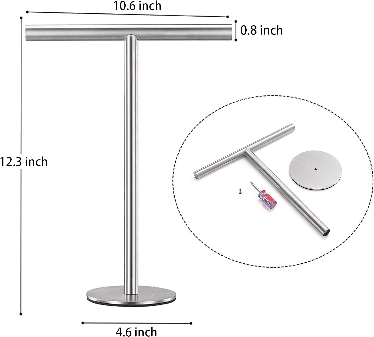 Brushed Stainless Steel T-Shape Countertop Towel Holder Stand