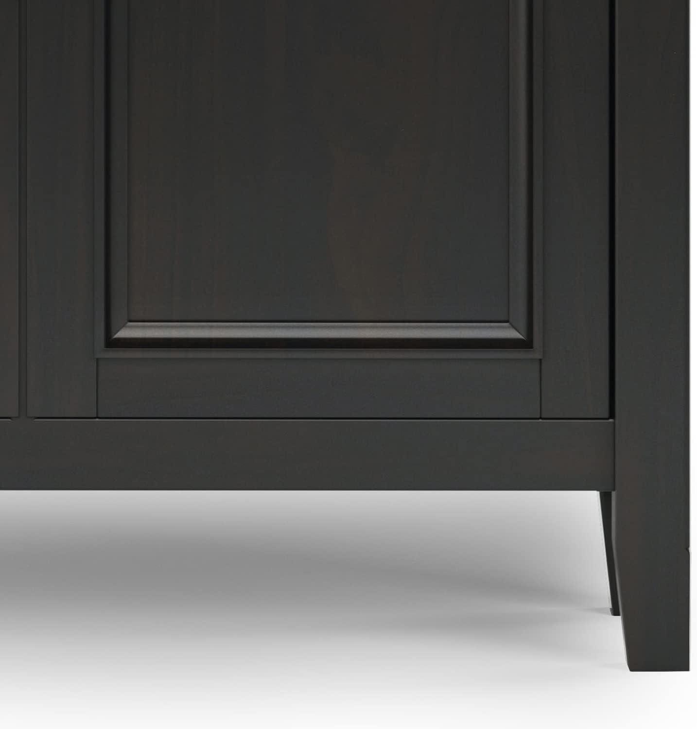 Simpli Home Amherst 36"W Solid Wood 2-Shelf Entryway Storage Cabinet with 2 Drawers and Adjustable Shelves