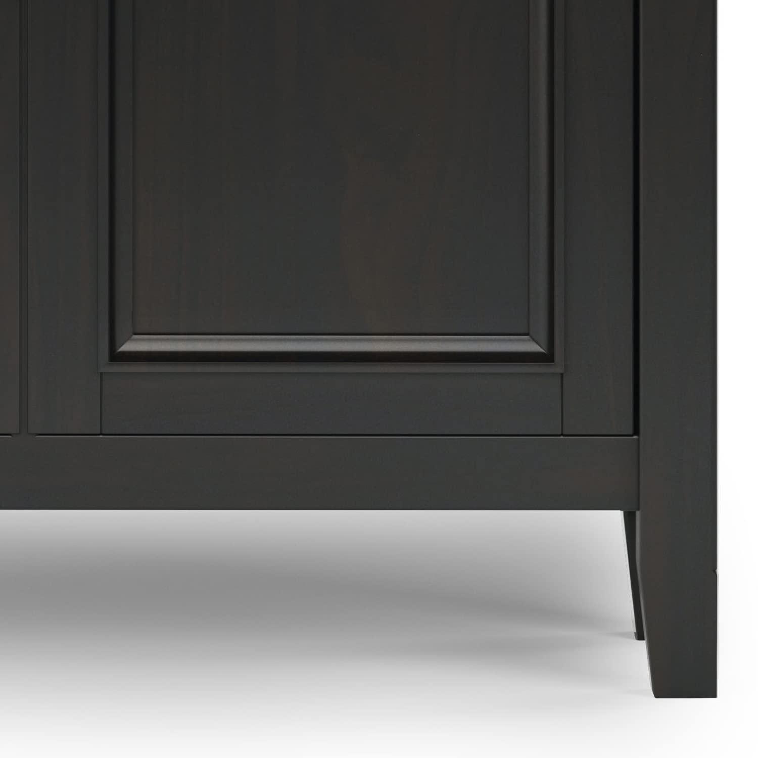 Simpli Home Amherst 36"W Solid Wood 2-Shelf Entryway Storage Cabinet with 2 Drawers and Adjustable Shelves