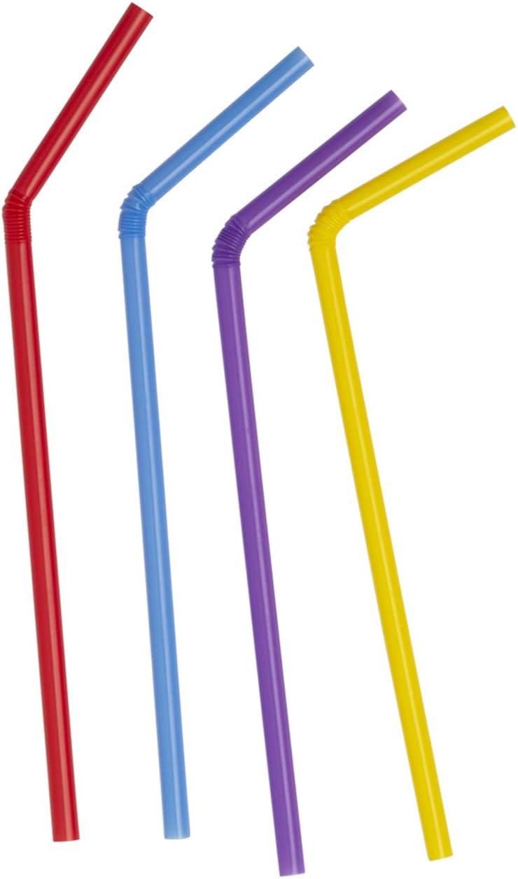 Comfy Package Flexible Drinking Straws Plastic Disposable Bendy Straws, 500-Pack