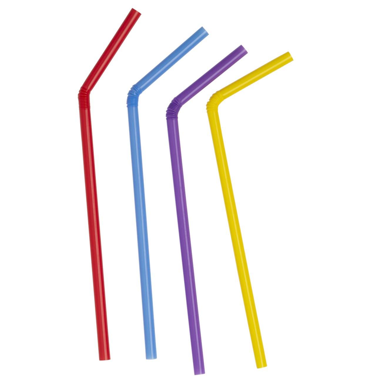 Comfy Package Flexible Drinking Straws Plastic Disposable Bendy Straws, 500-Pack