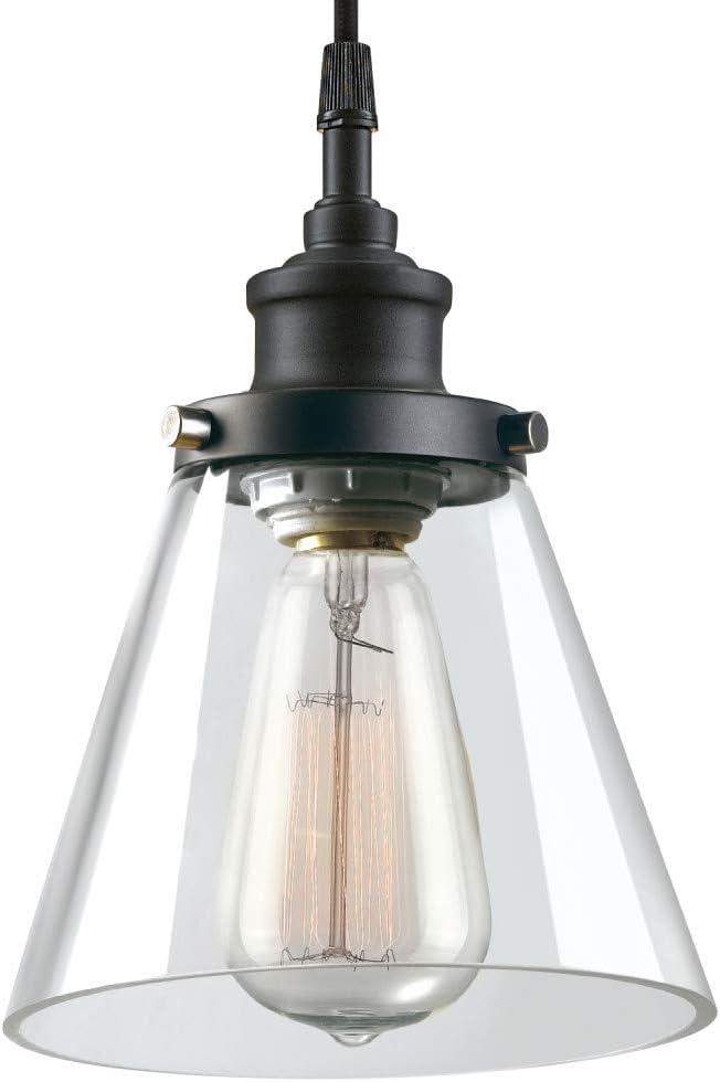 Globe Electric Jackson 1-Light Matte Black Plug-In Pendant,65580