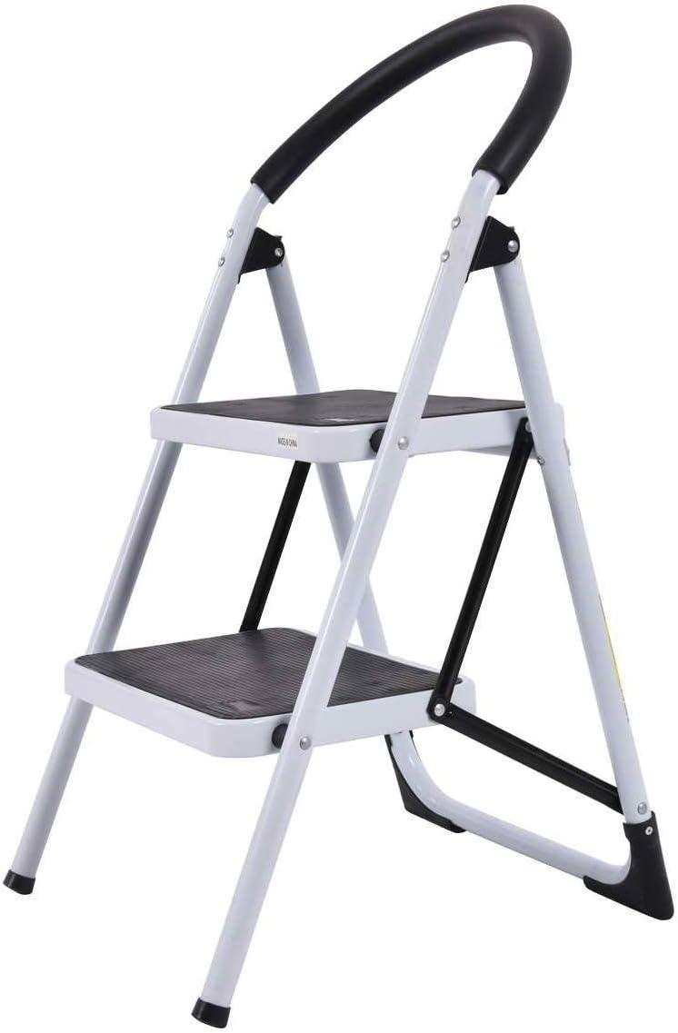 SafePlus White and Black Foldable Two Steps Ladder