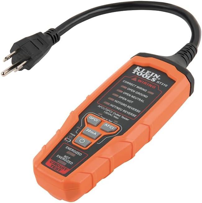 Klein Tools RT310 AFCI and GFCI Receptacle North American Electrical Outlet Tester