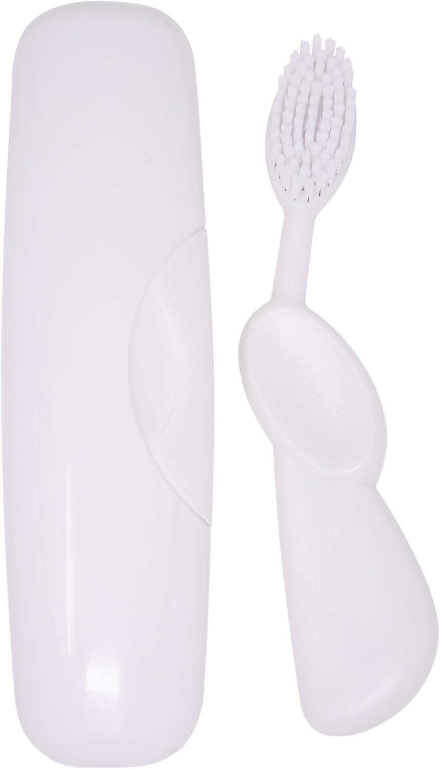 RADIUS Toothbrush Original Big Brush, BPA Free ADA Accepted - Right Hand - White Brush with White Case