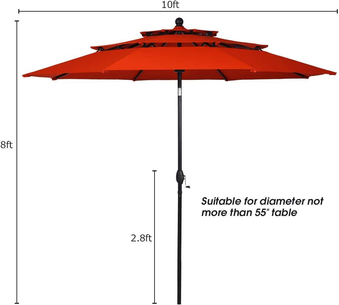 10' Orange Polyester Octagonal Patio Umbrella with Crank Lift