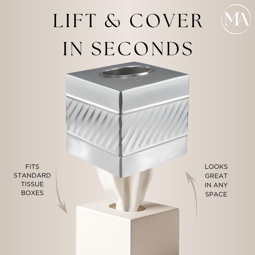Wave Embossed Metal Tissue Box Cover