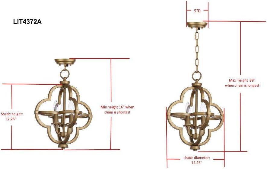 Modern Farmhouse Gold 12.25" Orb Adjustable Pendant Light