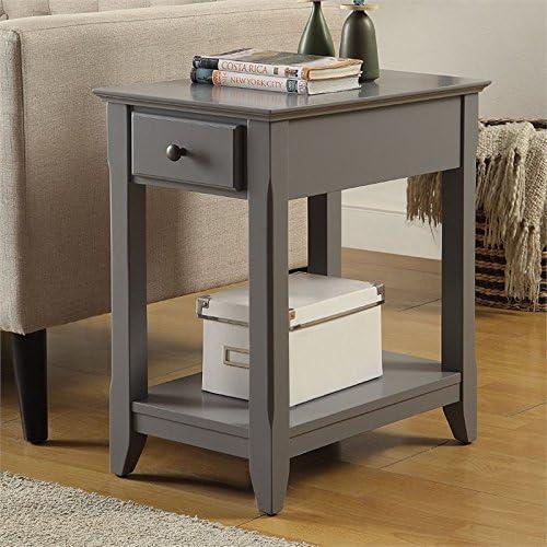 13" Bertie Accent Table Gray - Acme Furniture: Sturdy MDF, Metal Frame, No Assembly Required