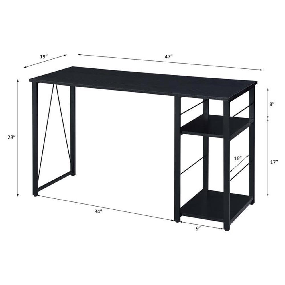 Vadna Writing Desk Black - Acme Furniture: Industrial Style, 47" Width, 2 Shelves, Wood Composite & Metal Frame