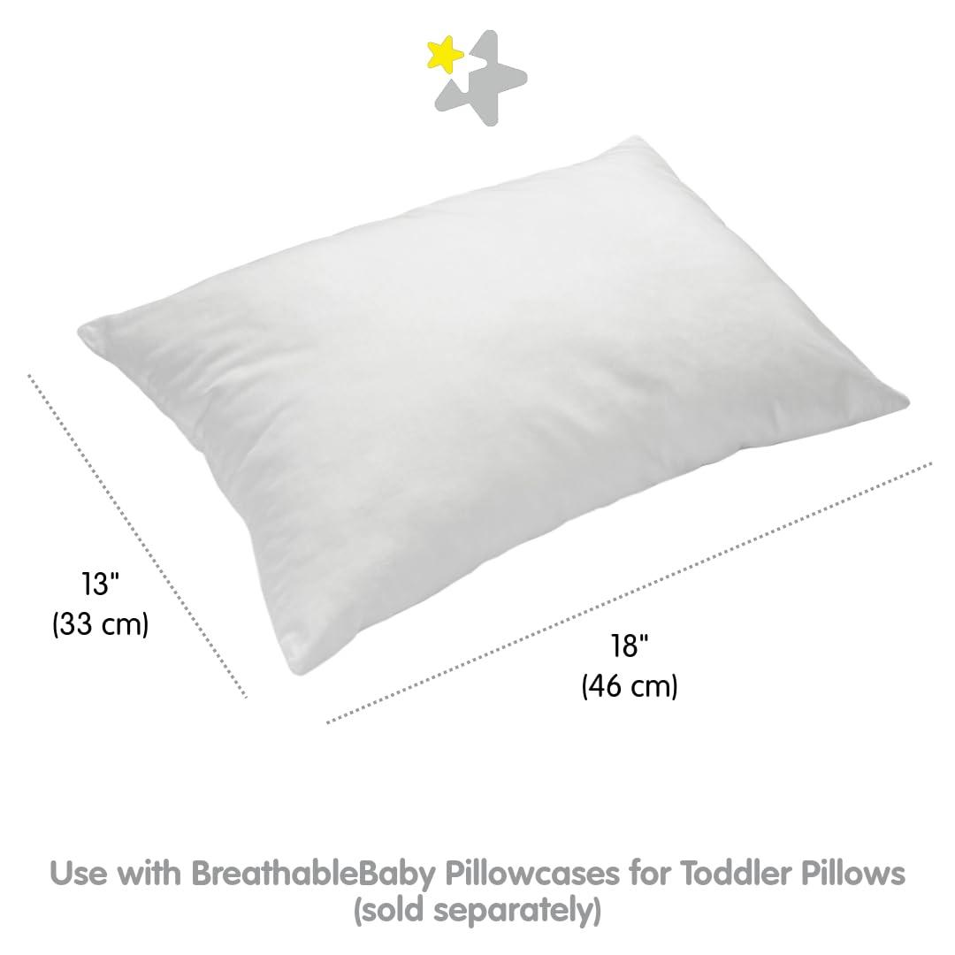 BreathableBaby Cotton Percale Toddler Pillow, 13" x 18"/33 x 46 cm, White (2-Pack)