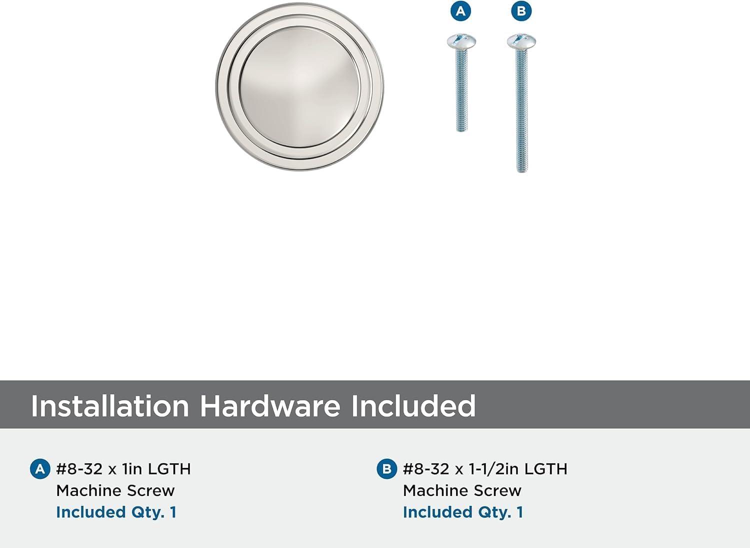 Amerock Winsome 1-1/4 inch (32mm) Diameter Polished Nickel Cabinet Knob