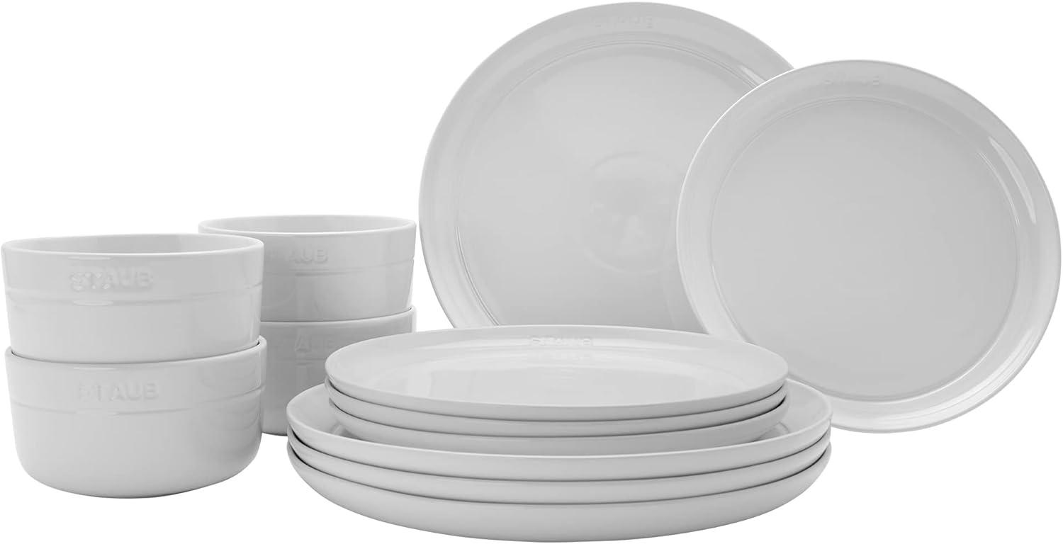 Staub White Porcelain 12-Piece Dinnerware Set