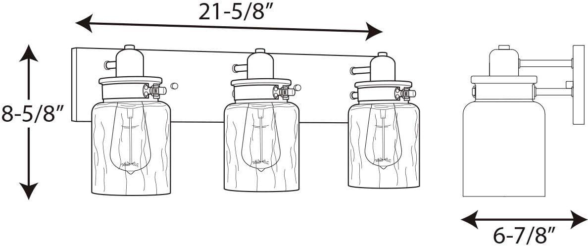 Progress Lighting Calhoun 3-Light Bath Vanity, Steel, Antique Bronze, Clear Glass Shade