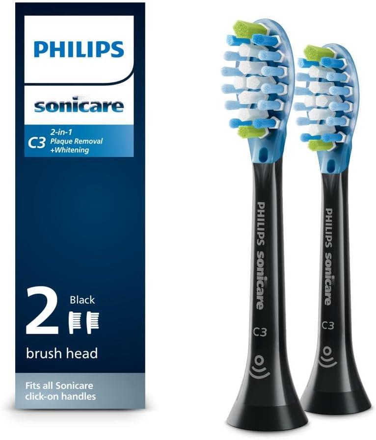 Philips Sonicare C3 Premium 2-in-1 Plaque & Whiten Replacement Electric Toothbrush Head - HX9042/95 - Black - 2pk
