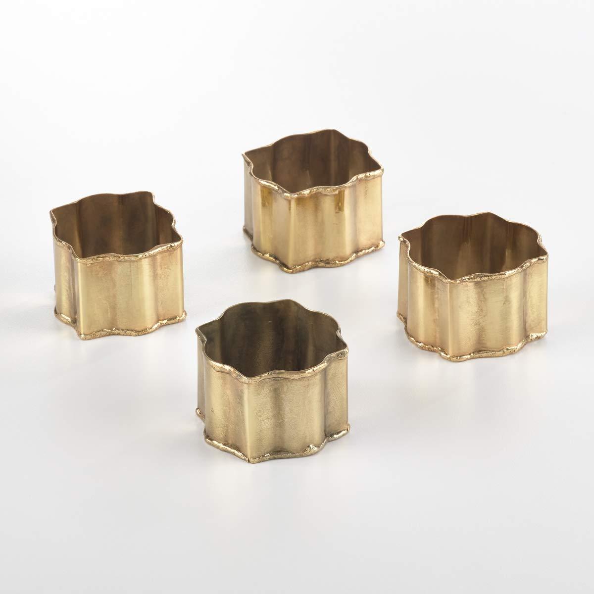 Saro Lifestyle Napkin Holder Rings With Round Classic Design (Set of 4), Gold