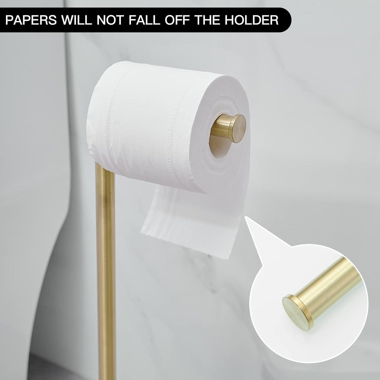 Brushed Gold Freestanding Stainless Steel Toilet Paper Holder