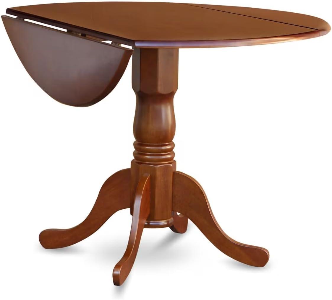 Saddle Brown 3-Piece Round Drop Leaf Dining Set