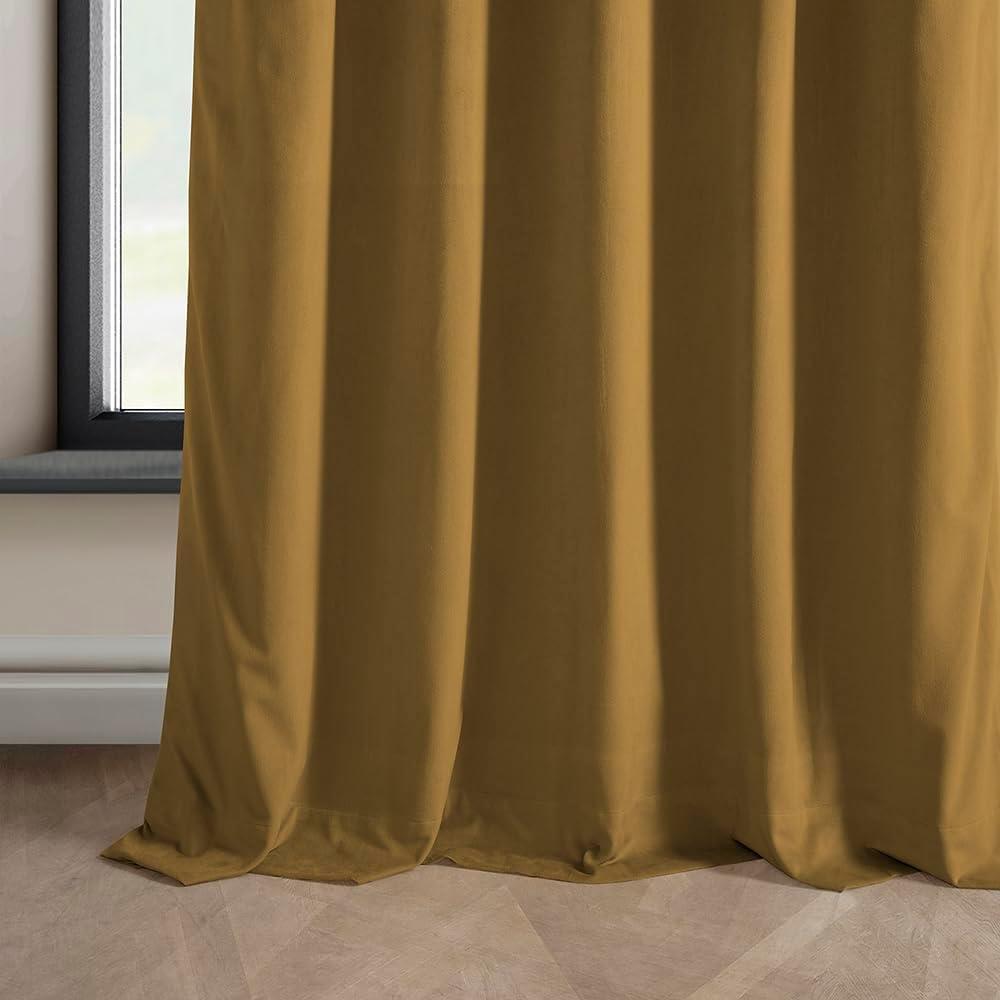 Half Price Drapes Retro Gold Heritage Plush Velvet Room Darkening Curtains (1 Panel), 50W X 96L