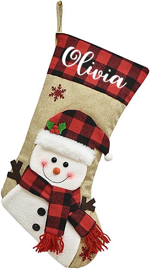 Xulianz Clearance Christmas Stockings Personalized Christmas Stockings with Name | 18\" Custom Holiday Stocking | Gnome, Deer, Santa, Snowman | Plaid & Burlap | Festive Home Décor & Christmas Gifts