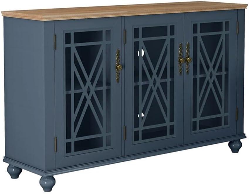 LIVILAND 55" Vintage Style Wood Kitchen Accent Buffet Sideboard Cabinet - Navy