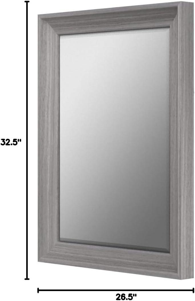 Head West 26.5 in x 32.5 in Framed Beveled Accent Vanity Mirror, Gray