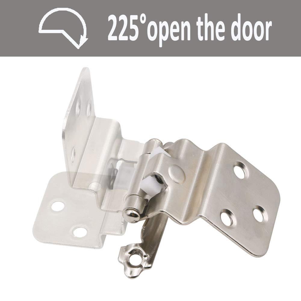 3/8 inch Offset Inset Cabinet Hinges, Self Closing Inset Satin Nickel Kitchen Door Cabinet Hinges, 8 Pack