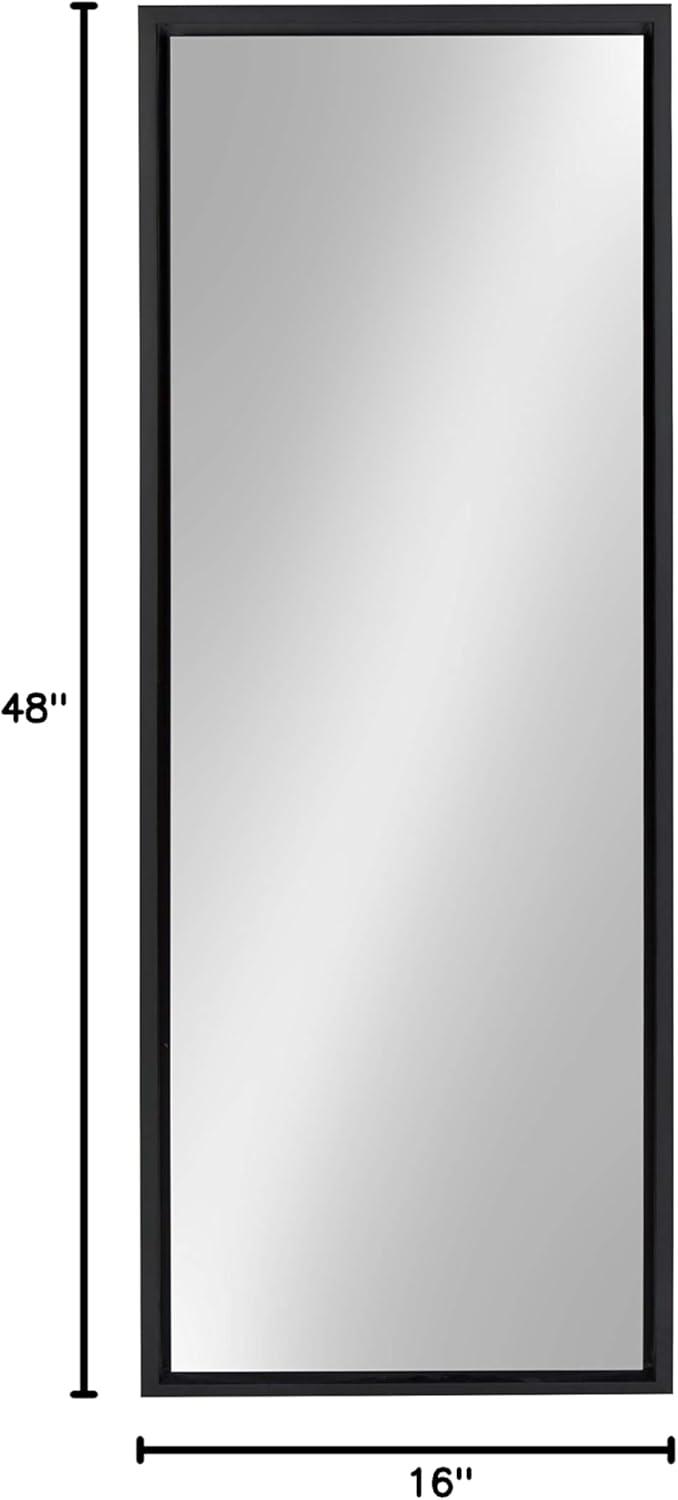 16" x 48" Evans Framed Wall Panel Mirror Black - Kate and Laurel: Contemporary Full Body, Floating Design, Easy Mount
