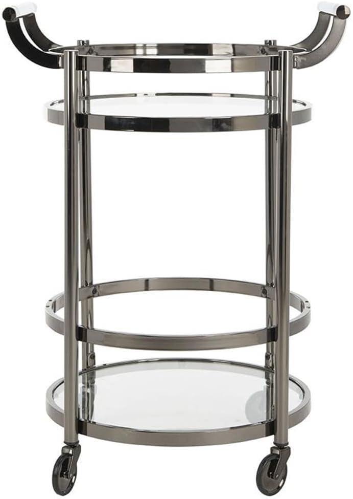 Sienna 2 Tier Round Bar Cart - BCT8001B - Gold/Glass - Safavieh
