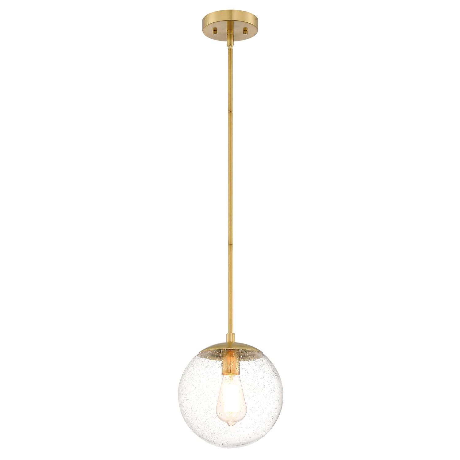 Design House Gracelyn Modern 1-Light Indoor Dimmable Pendant with Clear Seedy Glass Globe Shade, Satin Gold