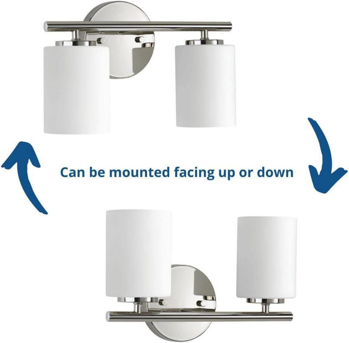 Progress Lighting Replay Collection 2-Light Bath Vanity, Polished Nickel, Shade Included