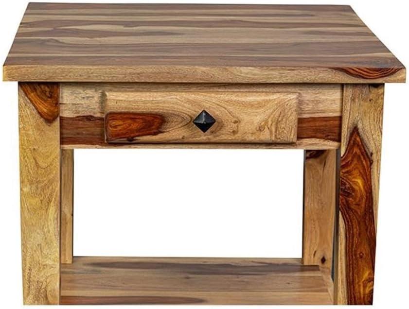 Porter Designs End Table Nightstand Bedside Square in Wood - Brown