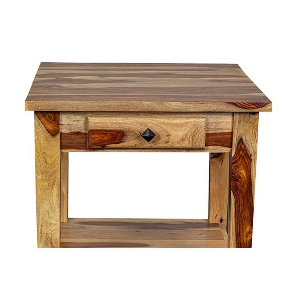 Porter Designs End Table Nightstand Bedside Square in Wood - Brown