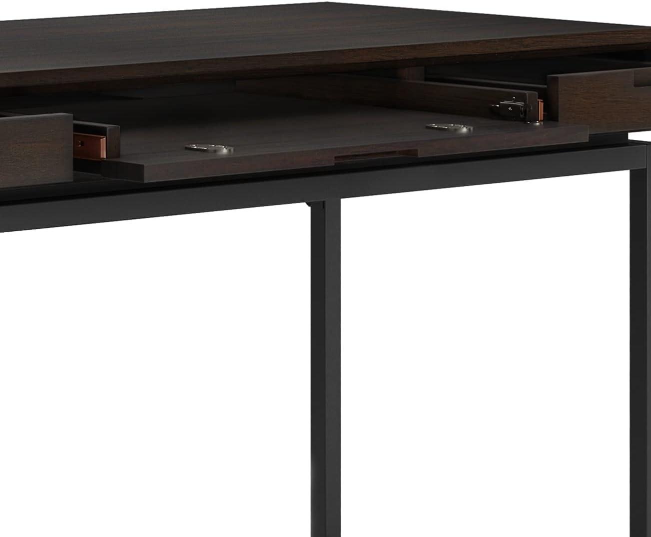 Simpli Home Banting Solid Hardwood Modern Industrial 60 inch Wide Desk in Hickory Brown