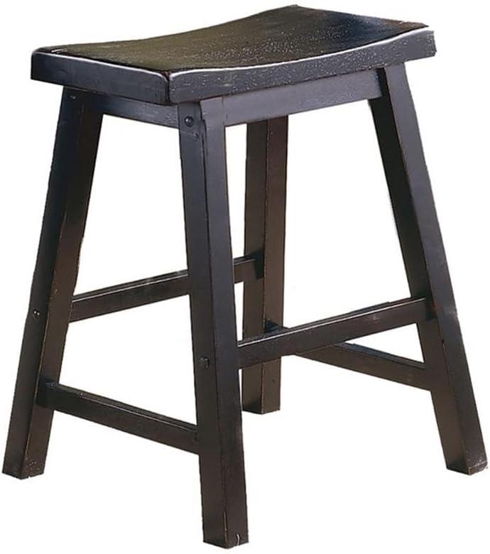 Homelegance 18 Inch Dining Height Wooden Saddleback Seat Barstool, Black