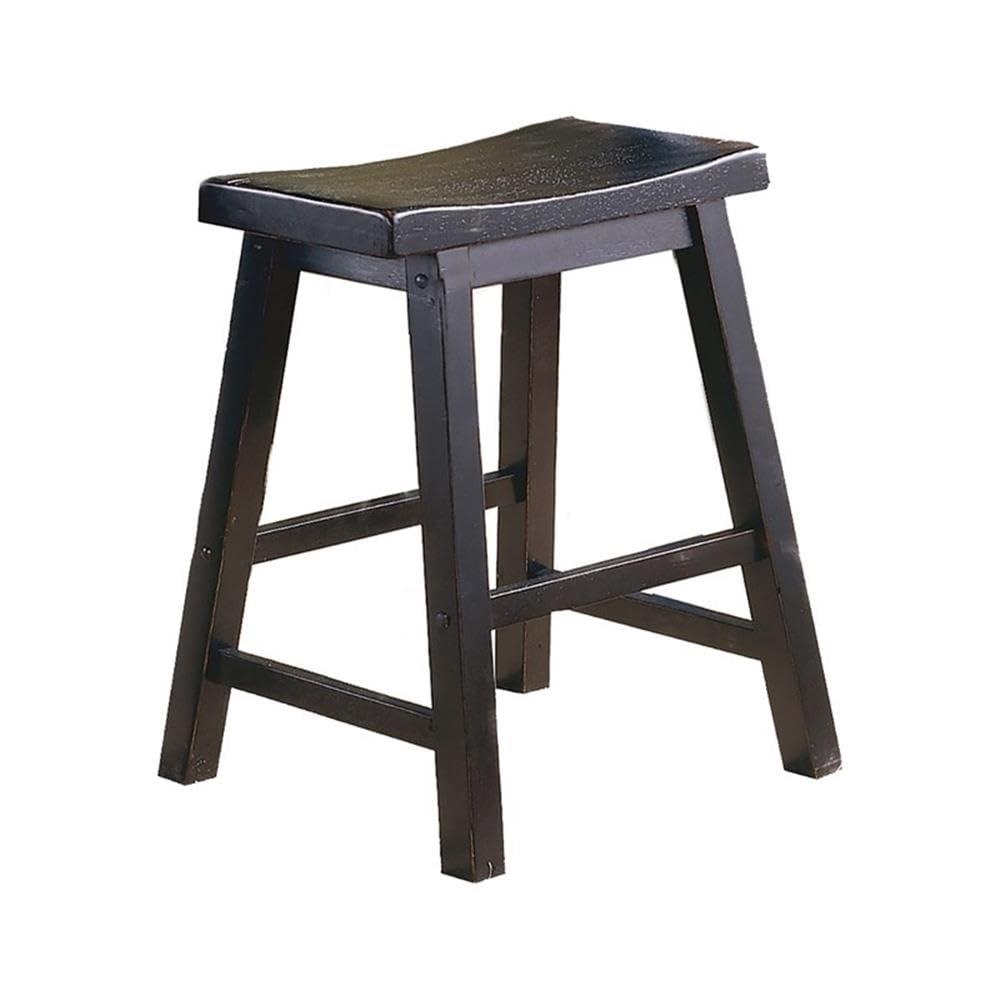 Homelegance 18 Inch Dining Height Wooden Saddleback Seat Barstool, Black